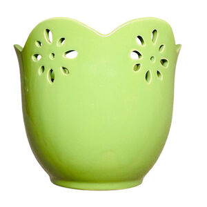 Vintage Decorative Lime Green Ceramic Flower Pot, 5"
